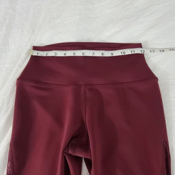ALO Yoga Mesh Detail Cropped Leggings High Waist Maroon Red Size Small - Picture 7 of 8